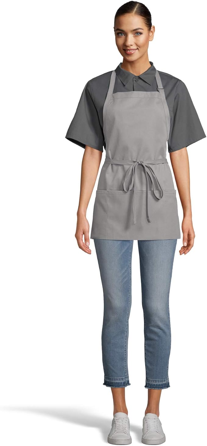 Uncommon Threads Unisex Adjustable 3 Pocket Restaurant Bib Apron