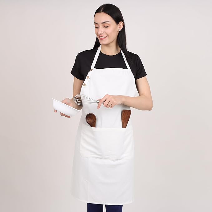 Kitchen Apron Cotton Waterdrop Resistant with adjustable Aprons for Women with Pockets 9 Color option Cooking