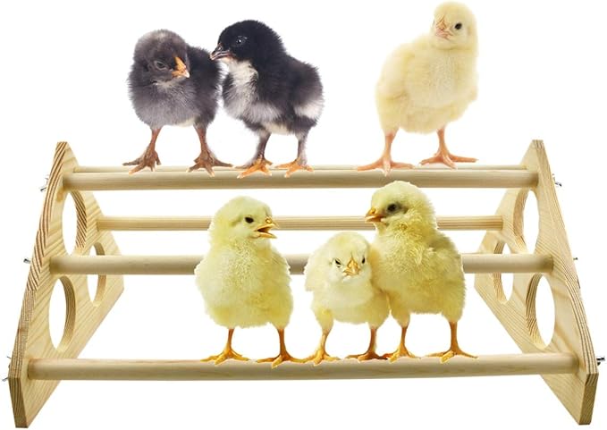 Chicken Perch Wood Stand with Holes Chick Stand Trainning Perch Hen Roost bar for Chicks Poultry Swing Chicken Toy for Hens