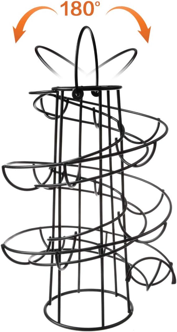 Egg Skelter Deluxe Modern Spiraling Dispenser Rack - Freestanding Wire Chicken Egg Storage Organizer Display Holder Basket for Countertop Kitchen,Black