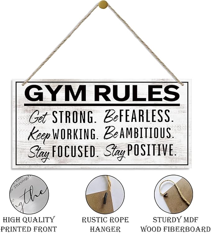 Gym Rules Sign, Gym Room Decor, Work-out Room Decor, Decorative Wood Hanging Wood Plaque, Motivational Gym Decor, Home Gym Decor, Farmhouse Hanging Decor, Rustic Door Sign, Wall Decor Art