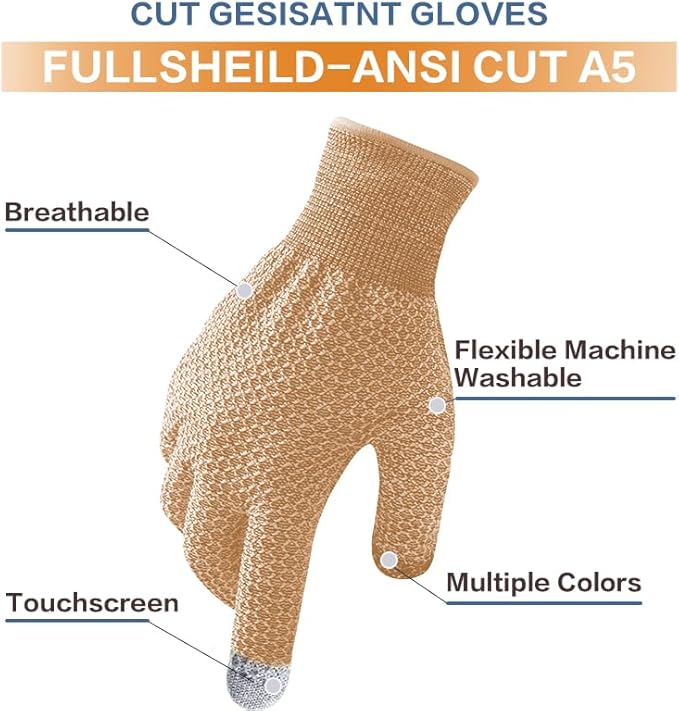 Fullsheild Cut Resistant Gloves Food Grade Level 5 Protection for Kitchen Anti Cut Gloves for Meat Cutting Woodworking