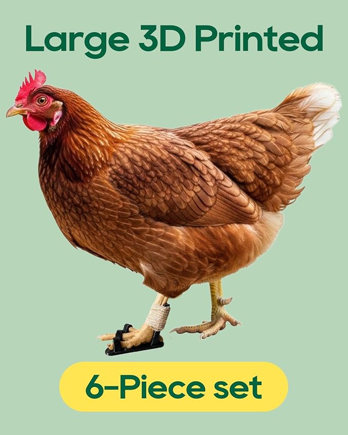 6Pcs Black Chicken Leg Splints,Bumble Foot Treatment, for All Growth Stages Adjustable Splint for Broken Feet, osteoarthritis, Curled Toes, Splay Leg Ideal Chicken Gifts for Hen Health Care