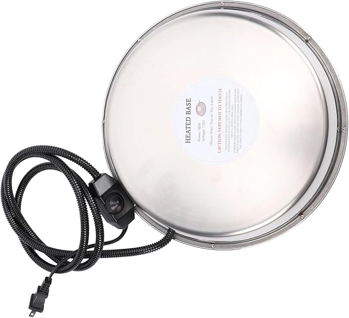 Hyuduo Chicken Waterer Heating Base, with Thermostat Control and Freeze Prevention, Poultry Water Heater 48W 5.25FT Cord for Metal Plastic Drinker Ducks Geese Turkeys (US Plug)