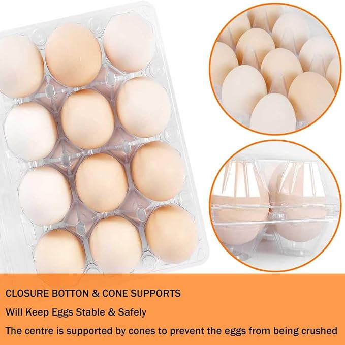 150 Pack 12 Count Plastic Egg Cartons - Bulk Cheap Clear Reusable Egg Containers for Chicken Eggs, Dozen Egg Storage Solutions. (150)