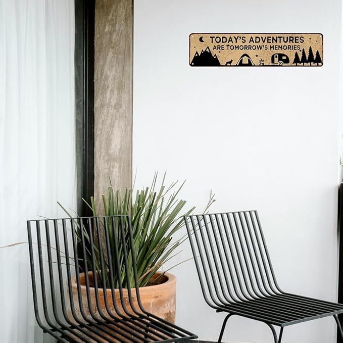 Camping Decor Camper Signs Rv Accessories Vintage Metal Tin Sign Outside Camping Sign Rv Wall Decor Today's Adventure Are Tomorrow's Memories Sign Campers Gifts Campsite Decorations 16x4 Inches