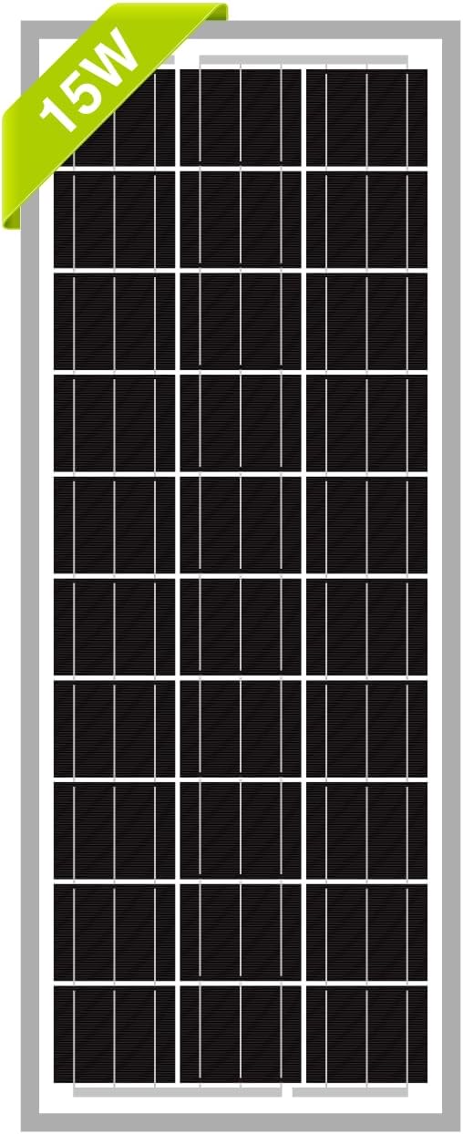 Newpowa 15 Watt 12 Volt 10BB Small Solar Panel, 15W 12V Mono High Efficiency Solar Module for Battery Charging, Security Camera, Automatic Gate, Chicken Coop, Boat, Off-Grid Applications