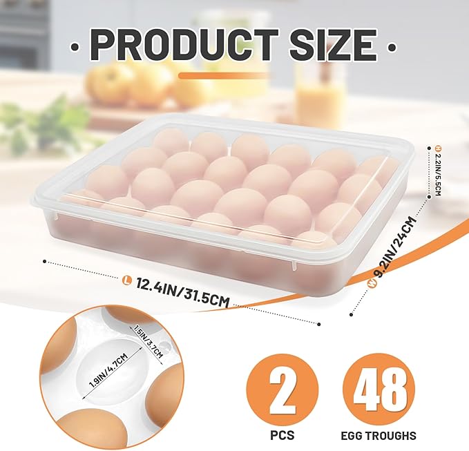 2 Pack Deviled Egg Trays,Stackable Plastic Egg Holder for 48 Eggs,Clear Egg Storage Containers for Fridge,Keep Fresh,Easter,Thanksgiving Day Party Kitchen Supplies