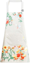Floral Aprons with Pocket Blooming Women Waterproof Apron Adjustable Neck Long Ties Women Men Cook Baking Garden