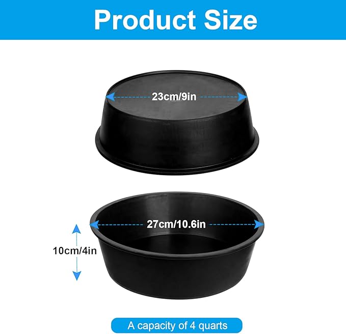 4 Pcs Rubber Feed Pan, 4 Quart 10.6 x 4.1 Inche Livestock Feeding Bucket, Dust Bath Container, Durable Utility Bowl for Horse Cats Dogs Chickens Ducks Goats Pigs and Farm Small Animal.