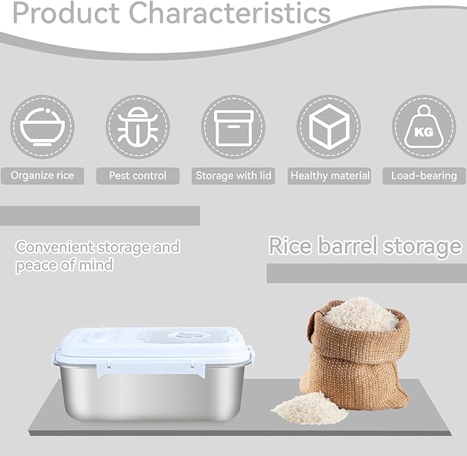 15lbs/7L Stainless Steel Dog Cat Pet Food Flour Storage Bin Airtight Bird Seed Keep Food Fresh Rice Container Metal Cereal Grain Dry Boxes for Kitchen Countertop Pantry, Silver (240 oz)