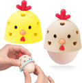 Sokfone 2Pcs Silicone Egg Washer for Fresh Eggs, Multipurpose Cleaning Egg Brush Tool Funny Chick Shape Egg Scrubber Reusable Egg Brush Cleaner（Yellow+Eggcolor）