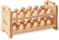 Bamboo Egg Holder Countertop - 2-Tier 18-Egg Stackable Organizer with Screwdriver, Farmhouse Kitchen Storage for Chicken/Duck Eggs