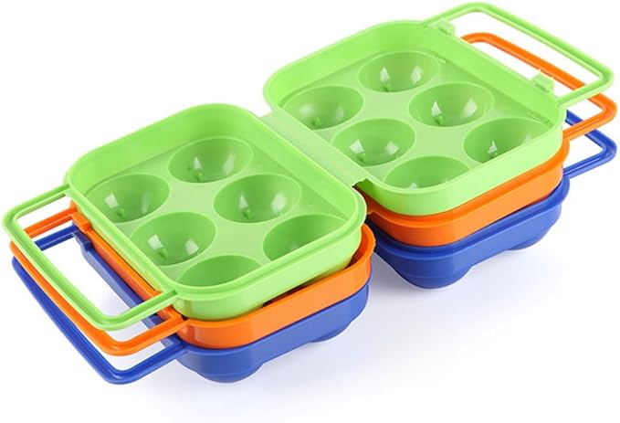 FantasyDay 6 Grids Egg Holder - Sturdy Shockproof Durable Carton Container With Lid for Refrigerator - Large Capacity Organizer Box for Home Kitchen Outdoor Picnic Hiking Storage