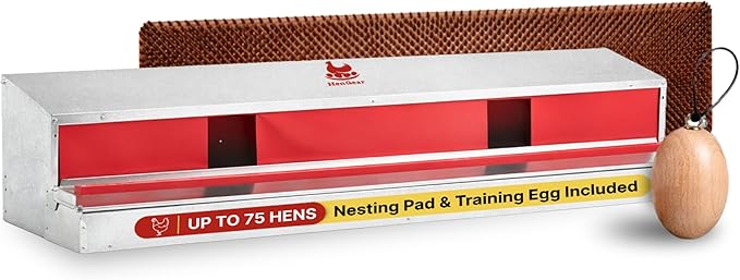 HenGear Nesting Boxes for Chickens, Nest Box with Rollout Egg Collection, Nesting Pads for Cleaner Eggs, Reversible Accessories for Chicken Coop, G90 Galvanized, Made to Last, X-Large, Up to 75 Hens