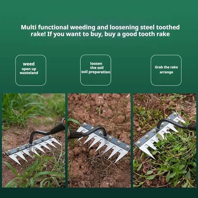 Gardenia Iron Weeding Rake, 2025 Gardenia Iron Weeding rake, Ironrake The Heavy-Duty Irons Weedings Rakes,Irons Rakes for Gardening and Weedings (5 Teeth)
