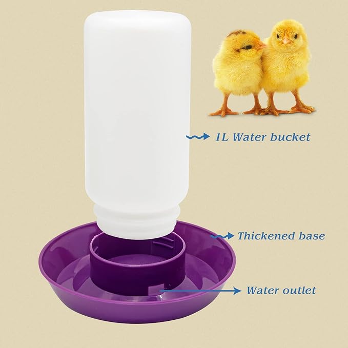 Chick Feeder and Waterer Kit - 1L Feeder and Waterer for Duck Brooder, Quail
