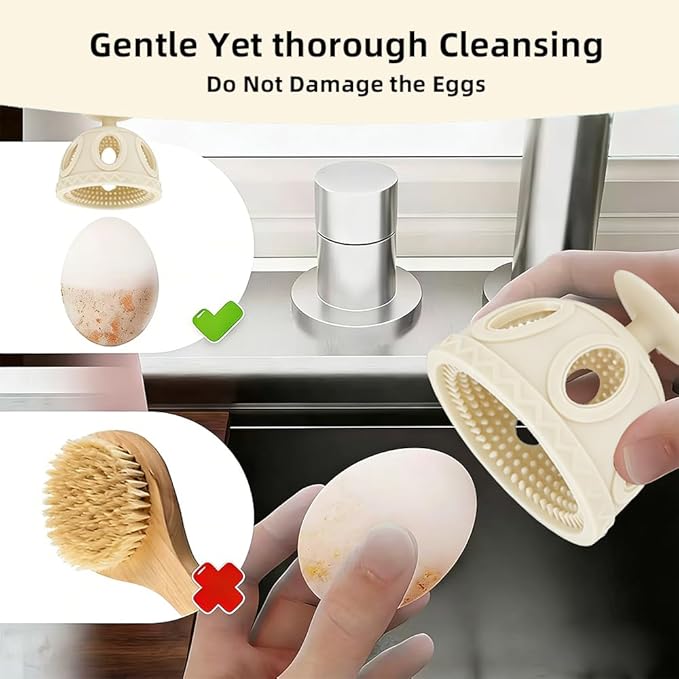 Layver Egg Brush Cleaner, Egg Cleaner Scrubber for Fresh Eggs, Silicone Egg Washer, Multipurpose Washing Egg Tool for Fruits and Vegetables (Yellow)