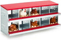 Heavy Duty Metal Chicken Nesting Box – 10 Compartments, Rollaway Egg Collection, Breathable Holes, Resting Platform, Lid, Wall Mounted/Floor Use, Easy Clean, Red, 160×48×71cm, with Cover