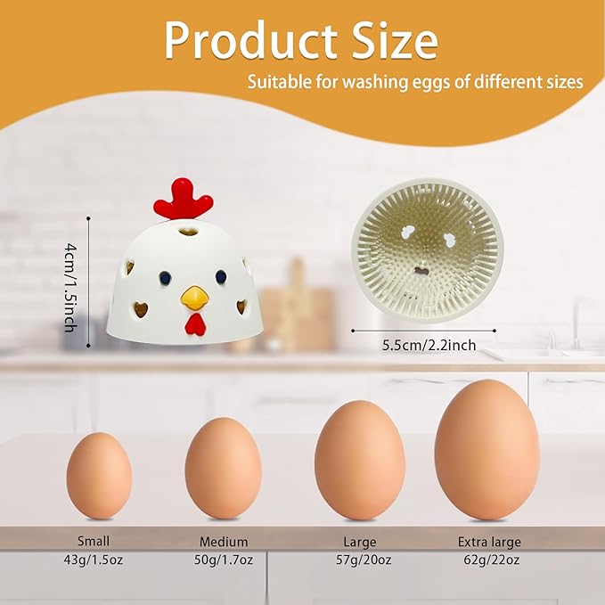 Egg Washer for Fresh Eggs, Egg Brush for Cleaning Fresh Eggs, Egg Cleaner for Fresh Eggs, Good Egg Brush, Cleaning Tools for Egg Washer -1 Pack (White)