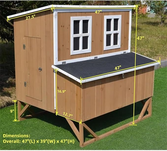 New Large Wood Chicken Coop Backyard Hen House 4-8 Chickens w 4 Nesting Box
