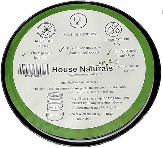 House Naturals 2 Gallon Food Grade - BPA Free Made in USA Buckets Lime Color pails with Screw On Gasket Lids (2, Lime - Orange lids)