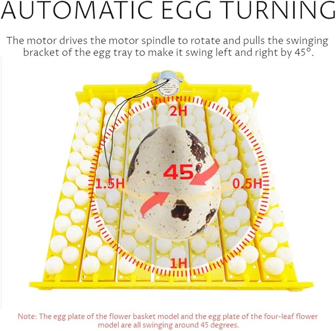 56 Egg Incubator, Automatic and Adjustable Egg Turning, Incubator for Chicken Eggs, for Hatching Poultry Chicken Duck Bird Quail (16.92x16.33x1.81 in Yellow 110V)