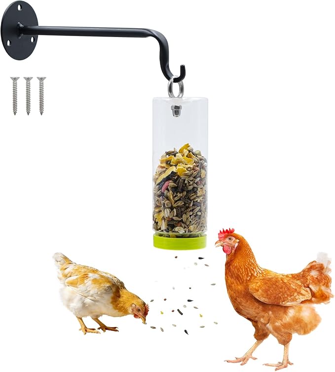 Chicken Toys for Coop, Transparent Plastic Swing Treat Dispenser with Wall-Mounted Metal Hook, Chicken Enrichment, Enrichment Toys for Hen, Duck, Goose and Other Poultry