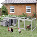 GUTINNEEN 103 in Large Chicken Coop and Run, Outdoor Wooden Chicken House for 4-6 Chickens, Hen House Poultry Cage with Nest Box, Grey