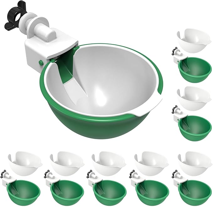 Large Automatic Chicken Waterer Cups, Chicken Water Feeder Suitable for Chicks, Duck, Goose, Turkey and Bunny, DIY Poultry Water Feeder Kit (8 Pack-Green)