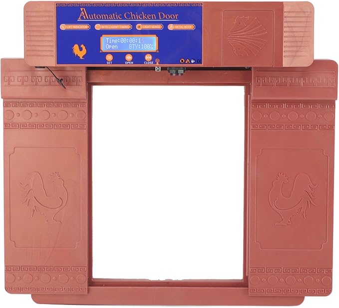 Solar Automatic Chicken Coop Door, Professional Infrared Anti Pinch with Timer Light Sensor and Remote Control, for Chicken Duck Goose Poultry (Bronze)