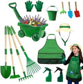 Kids Gardening Tools Set,15Pcs Wheelbarrow Set for Kids with Shovel, Rake, Watering Can Outdoor Backyard Farm Digging Toys, Halloween Christmas Birthday Gifts for Boys Girls