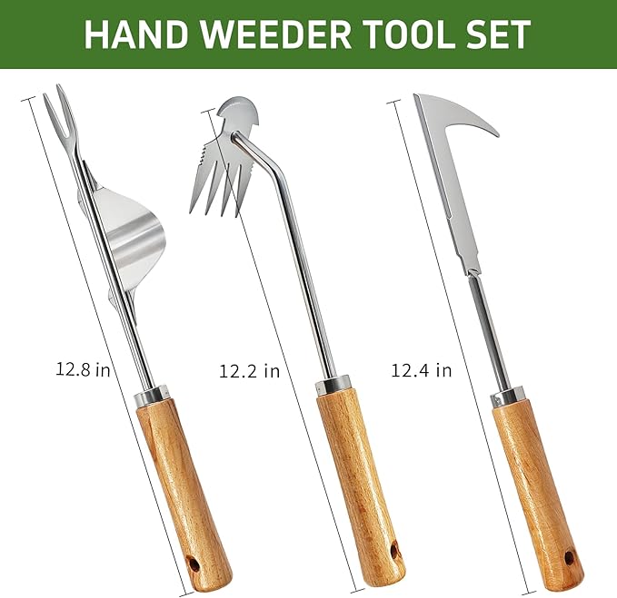 3PCS Weed Puller Tool, Garden Tool Set, Portable Garden Weeder Tool for Vegetable Gardening Backyard Farm Planting