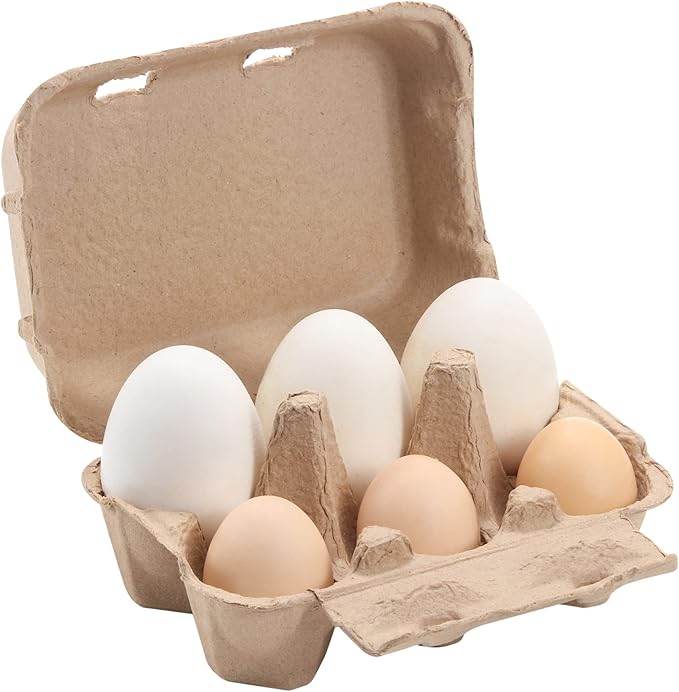 Vintage Jumbo Duck Egg Cartons 50 Pack, Half Dozen Paper Carton for Small Size Geese, Blank Natural Pulp Jumbo Eggs Container Holder Reusable for 6 Six Count Chicken Storage Strong Tray