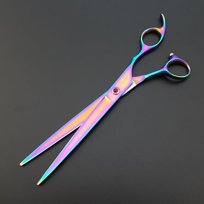 KINGSTAR 8.0in. Professional Pet Grooming Scissors Set,Titatium Plated Straight & Thinning & Curved Scissors Set with Comb,Dog Grooming,A563