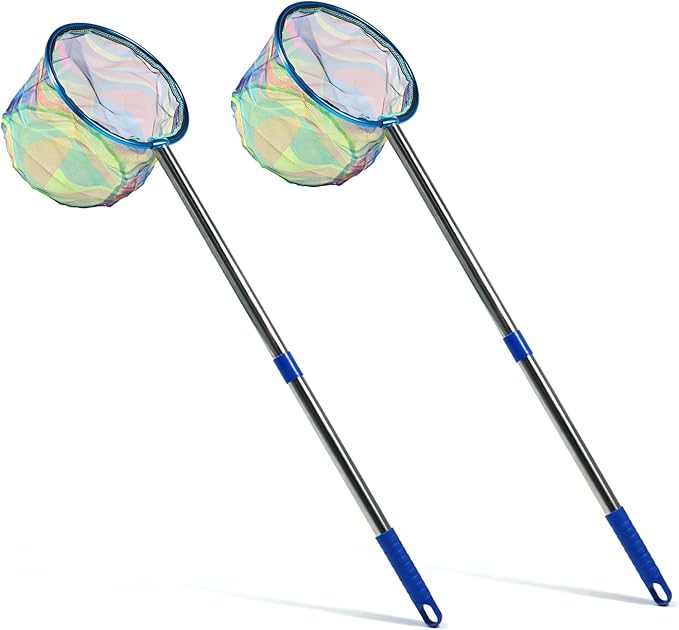 Fishing Net 2 Pack Retractable Lightweight Landing Net with Aluminum Rod Handle Fishing Nets for Youth Catch and Release Butterfly Nets
