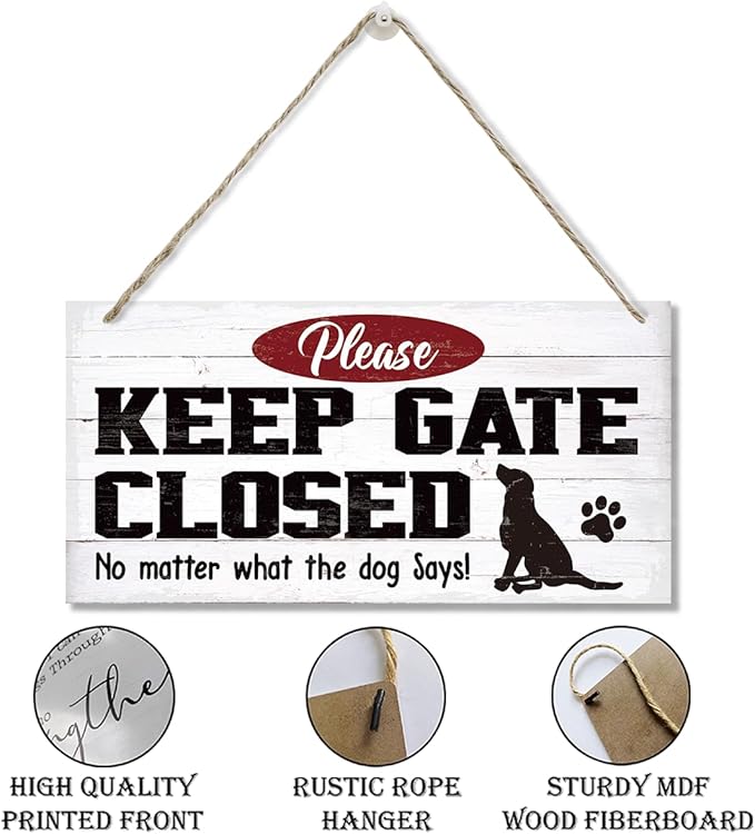 Warning Signs, Keep Gate Closed Dog Sign, Decorative Wood Hanging Wood Plaque, Warning Animal Dogs Signs, Funny Novelty Caution Dog Signs, Dogs Owner Home Decor, Door Gate Hanger Outdoor