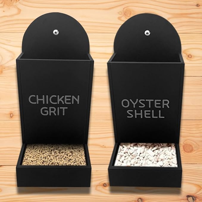 Chicken Oyster Shell and Grit Feeder, Hanging Chicken Feeder Trough, Oyster Shell Feeders for Chickens, Chicken Coop Accessories, Gravity Poultry Feeder, Automatic Chicken Feeders (Set D)