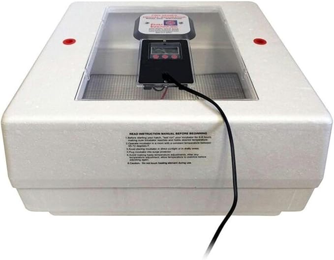 Farm Innovators 120 Volt 40 Watt Circulated Air Incubator for Up to 4 Eggs with Easy to Read Digital Display and Large Picture Window, White (2 Pack)