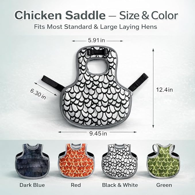 Chicken Saddle for Hens, 4 Pack Hen Apron Back Protector with Adjustable Straps – Chicken Mating Saddle Helps Stop Rooster Scratches, Feather Picking & Bald Backs