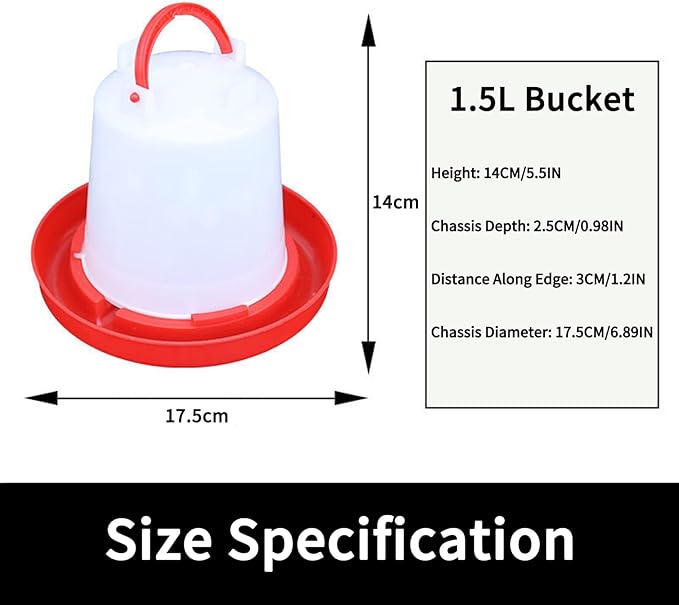 Poultry & Bird Water Dispenser 1.5L, 2-Pack – Easy to Refill Hanging Chicken Waterer for Ducks, Quail, and Small Birds