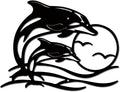 CREATCABIN Dolphin Sunset Metal Wall Art Coastal Seagull Black Iron Wall Silhouette Decor Modern Abstract Hanging Sculpture Ornament Art Plaque for Hotel Bedroom Housewarming Gifts 11.8 x 9 inch