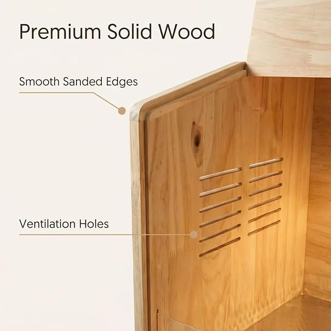 Brooder Box for Chicks Pine Wood Chicken brooder Box with Thermostat & Heating Lamp & Brake Casters，Solid Panels Chick brooder for Chicks, Ducklings, Hamsters, Guinea Pigs - Chew-Proof (40x20x20 in)