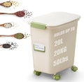 LivLab Mker Large Rice Storage Container 30-40 lbs, Airtight Dry Food Storage Bin with Lids, Great for Pet/Cat/Dog Food Storage Dispenser 25 lbs, Detachable wheels, Easy Mobility, BPA Free, Green