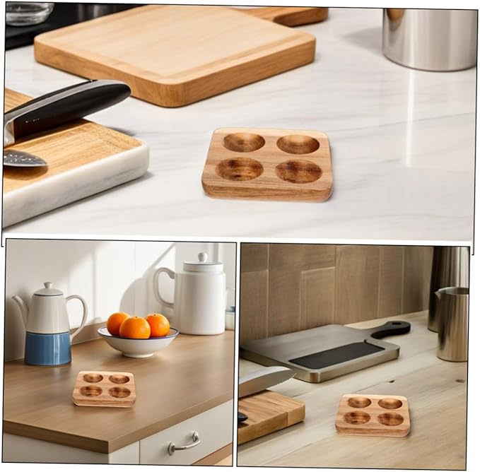 DOITOOL 2pcs Acacia Wood Egg Holder Rustic Countertop Egg Basket for Storage and Serving Vintage Kitchen Organizer Rack
