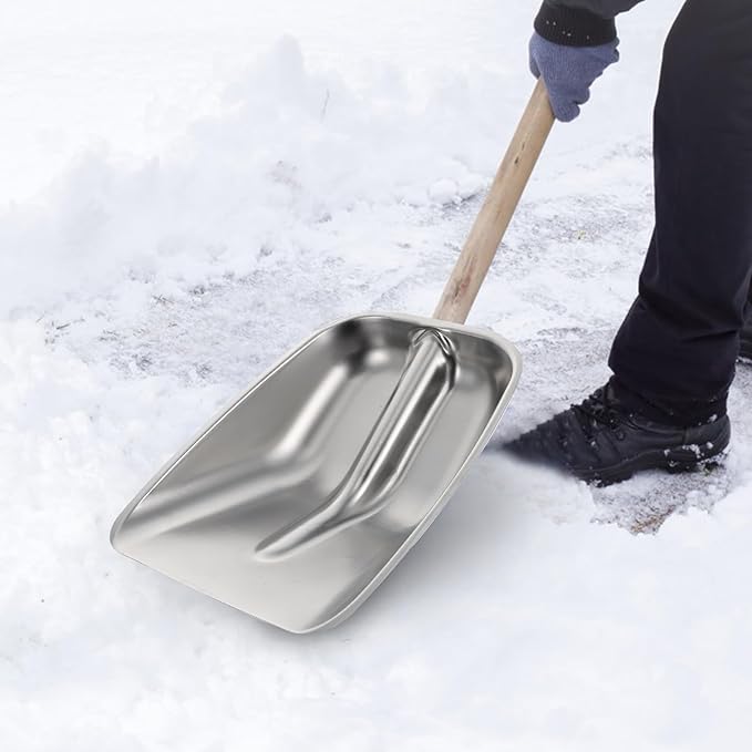 Stainless Steel Snow Shovel and Agricultural Grain Scoop Multifunctional Outdoor Snow Cleaner Metal Shovel Head for Deicing and Food Feeding, Small Size Without Wooden Handle