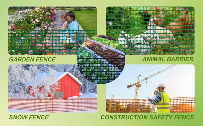 PotatoLife Plastic Mesh Fence Safety Fence, 4'x100' Roll with 100 Zip Ties, Resuable Temporary Netting for Garden Fencing, Construction, Snow Fencing, Animal Barrier, Poultry, Deer, Patio, White