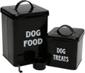 Morezi Dog Food Storage Container Farmhouse Pet Food Treats holder with Lid and Scoop, Perfect Sturdy Canister Tins for Kitchen Countertop, Shelf, Great Gift for Pet Owners - Dog Food - Black
