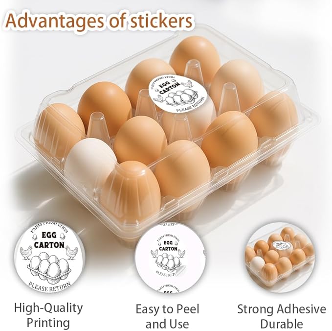 320 Pcs Farm Fresh Egg Carton Labels, 2 Inch Please Return Egg Carton Stickers Waterproof Self-Adhesive Egg Packaging Stickers for Box Container Carton Farm Supplies