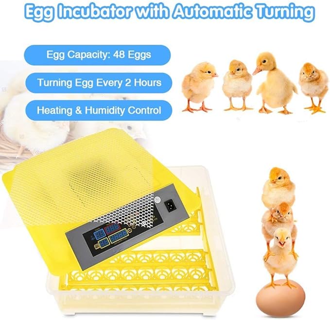 Egg Incubator Automatic Turning Digital Poultry Hatcher with Temperature Control Breeder for Hatching Chicken Duck Goose Quail Birds Turkey, 48 Eggs (Size : 110v)(220V)